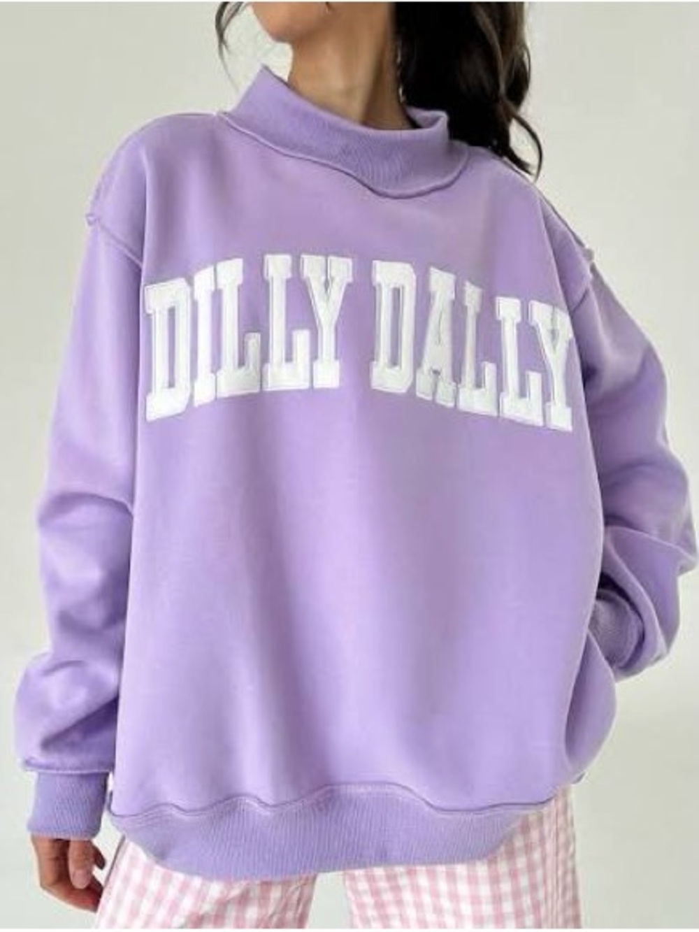 Bucketlist Dilly Dally Lavender Oversized Women's Sweatshirt - Picture 2 of 3